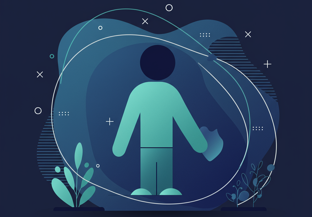 BU trotz Psychotherapie Abstraktes Bild: Ein schützendes, umhüllendes Element in Blau und Türkis symbolisiert Sicherheit und psychische Gesundheit, mit einem Hauch Rosa als Zeichen der Hoffnung, für BU-Schutz trotz Psychotherapie.