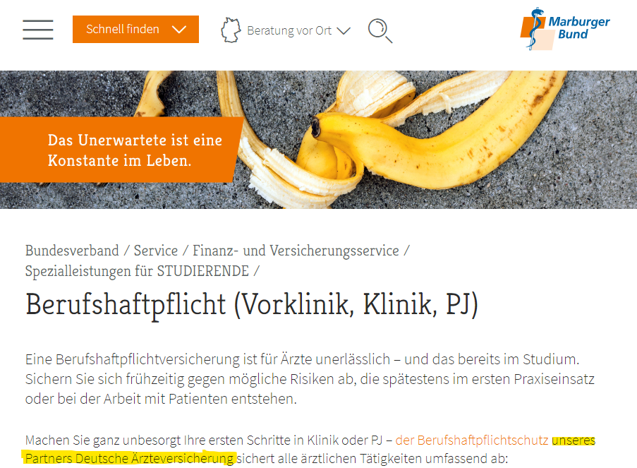 Marburger Bund Berufshaftpflichtversicherung