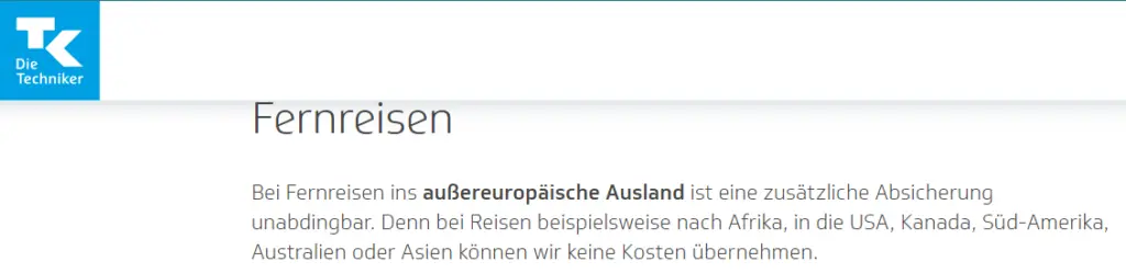 Auslandsreisekrankenversicherung Techniker