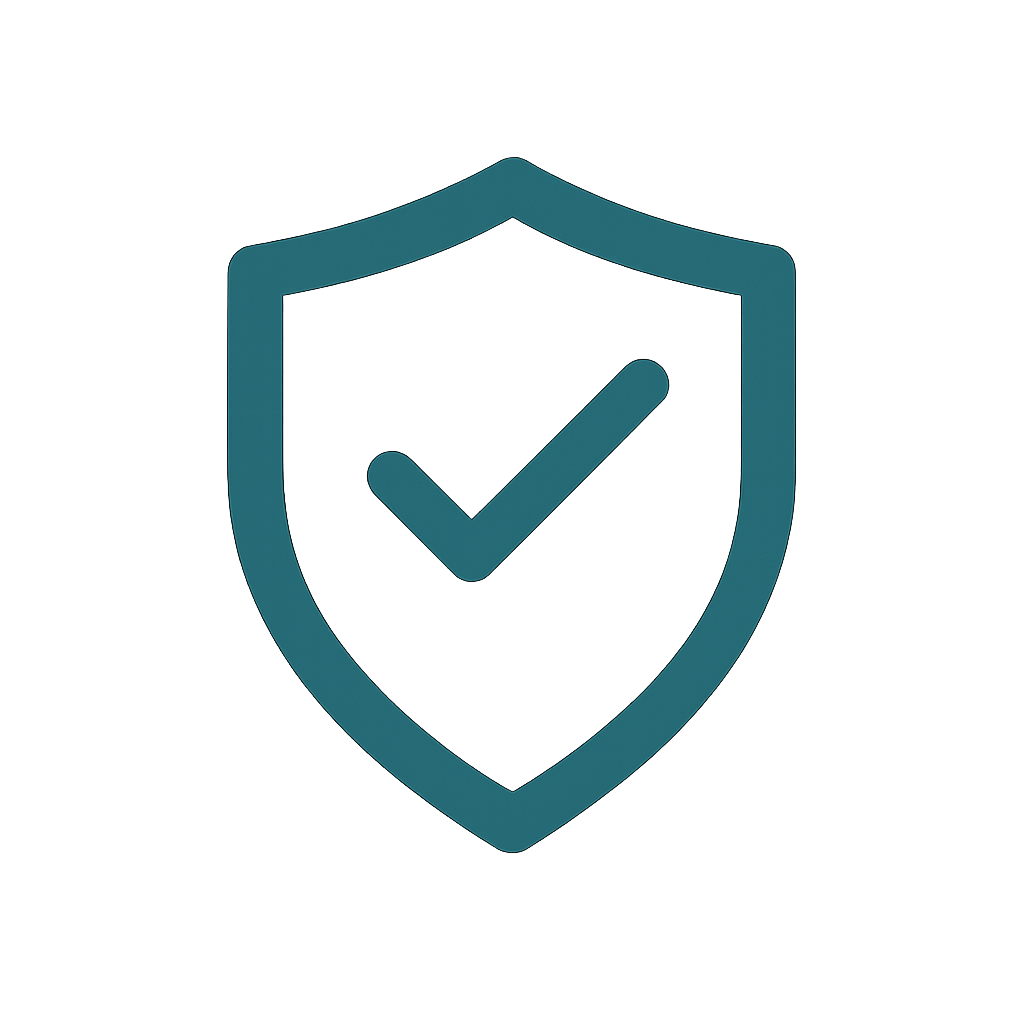 Icon Schild mit Haken: Berufshaftpflichtversicherung für Medizinstudenten